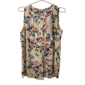 Daniel Rainn Cream Floral Print Sleeveless Top Tank S